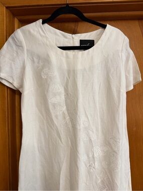 Positive Attitude White Embroidered Short-Sleeve Midi Dress